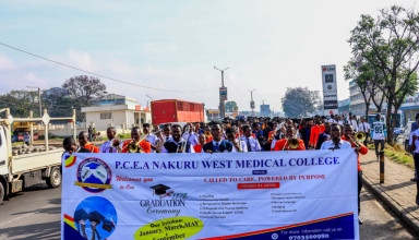 PCEA Nakuru West Medical College students in a live campus setting