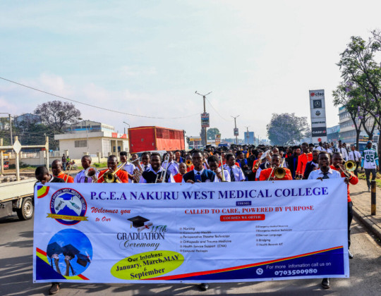 PCEA Nakuru West Medical College students in a live campus setting